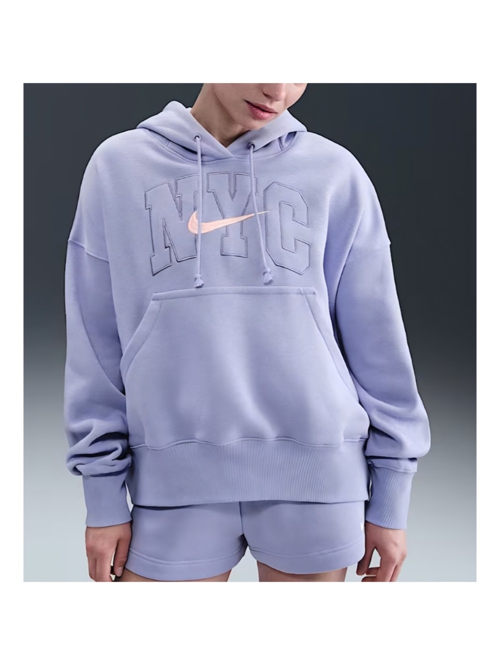Nike Women's Phoenix Lavender Hoodie with NYC Applique and Pink Swoosh